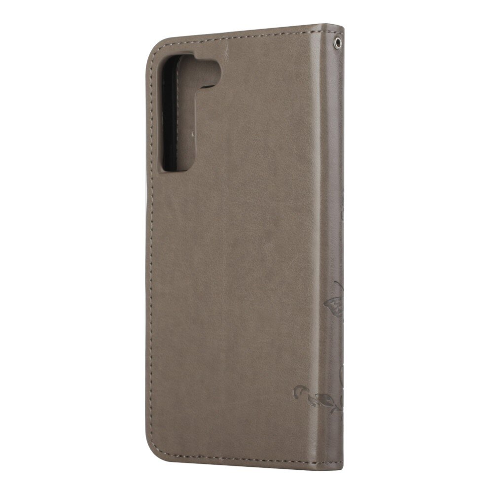Custodia in pelle a farfalle per Samsung Galaxy S22, Grigio
