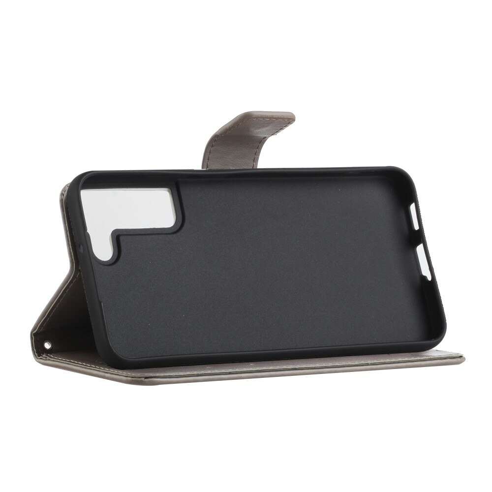 Custodia in pelle a farfalle per Samsung Galaxy S22, Grigio