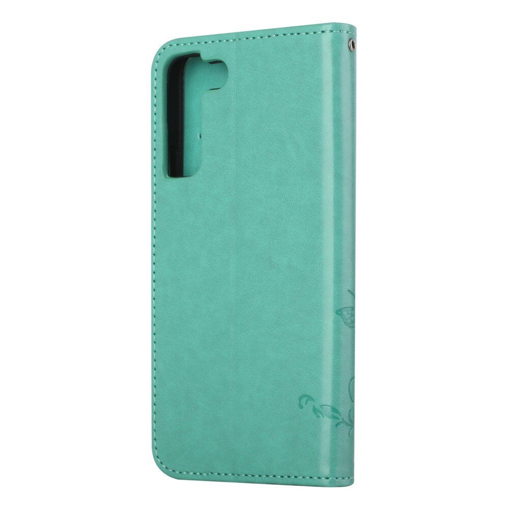 Custodia in pelle a farfalle per Samsung Galaxy S22, Verde