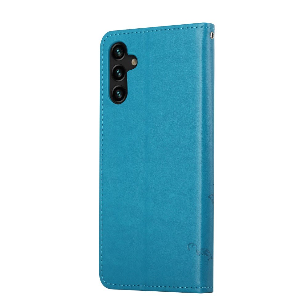 Custodia in pelle a farfalle per Samsung Galaxy A04s, Blu