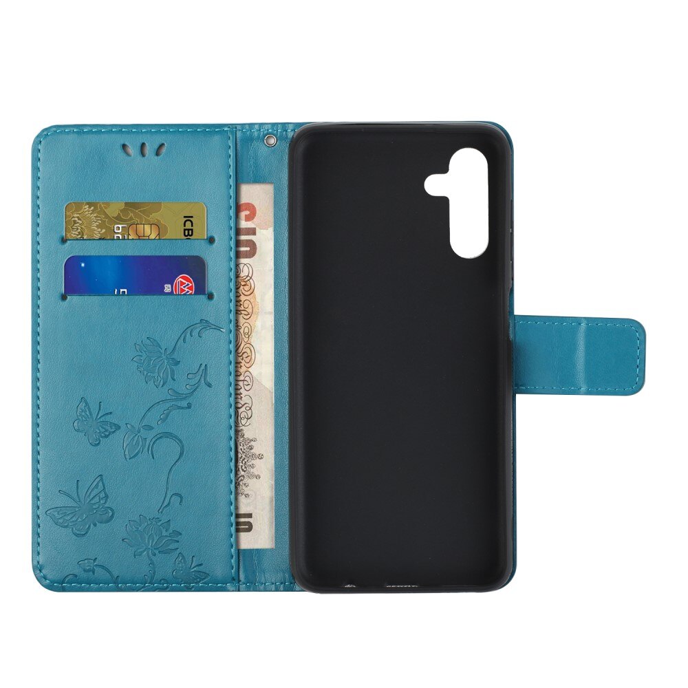 Custodia in pelle a farfalle per Samsung Galaxy A04s, Blu