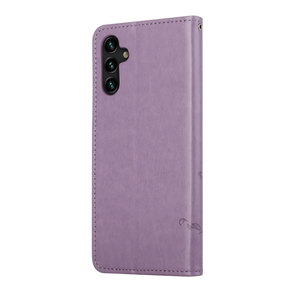 Custodia in pelle a farfalle per Samsung Galaxy A04s, viola