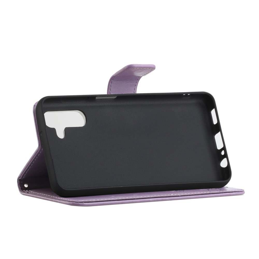 Custodia in pelle a farfalle per Samsung Galaxy A04s, viola