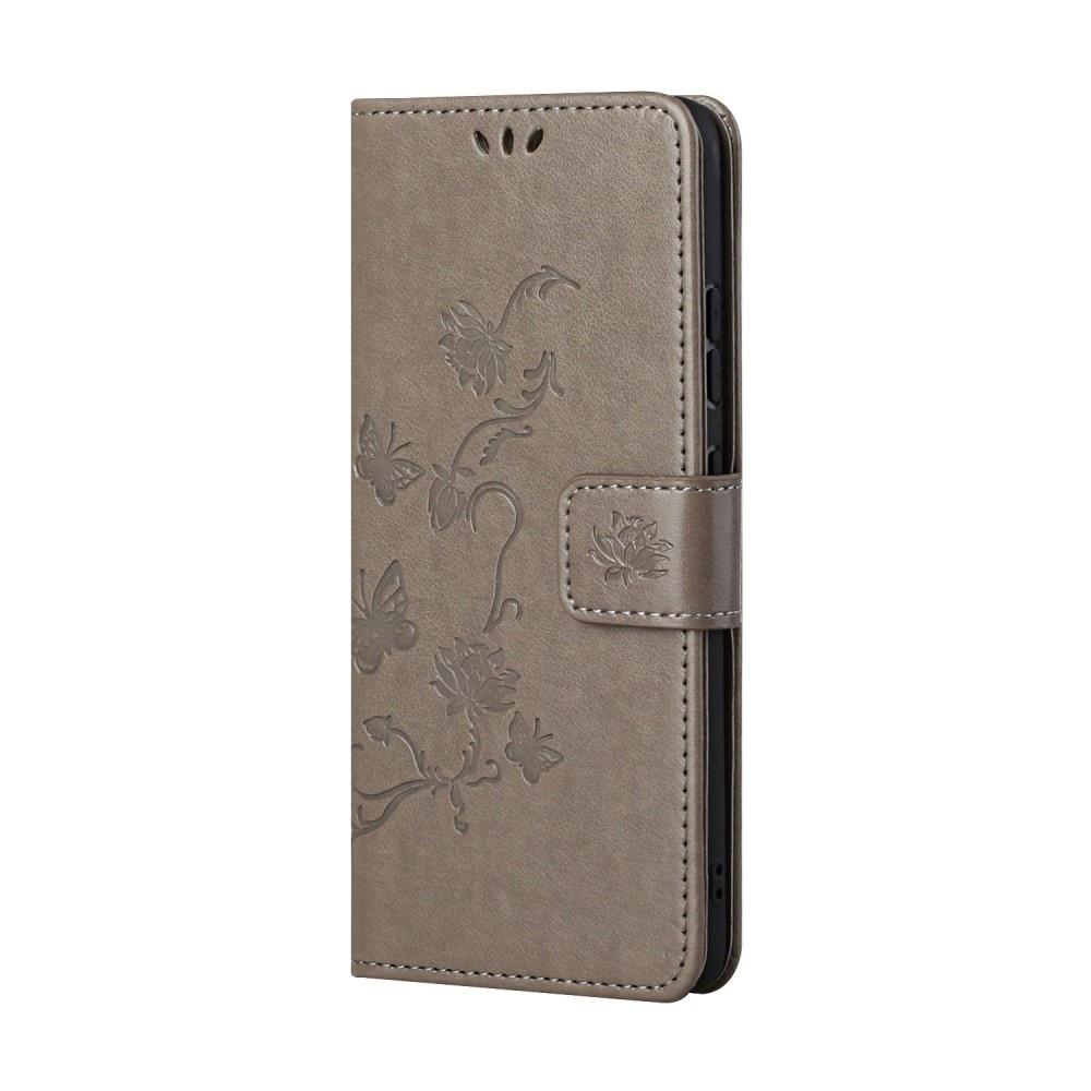 Custodia in pelle a farfalle per Samsung Galaxy A04s, Grigio
