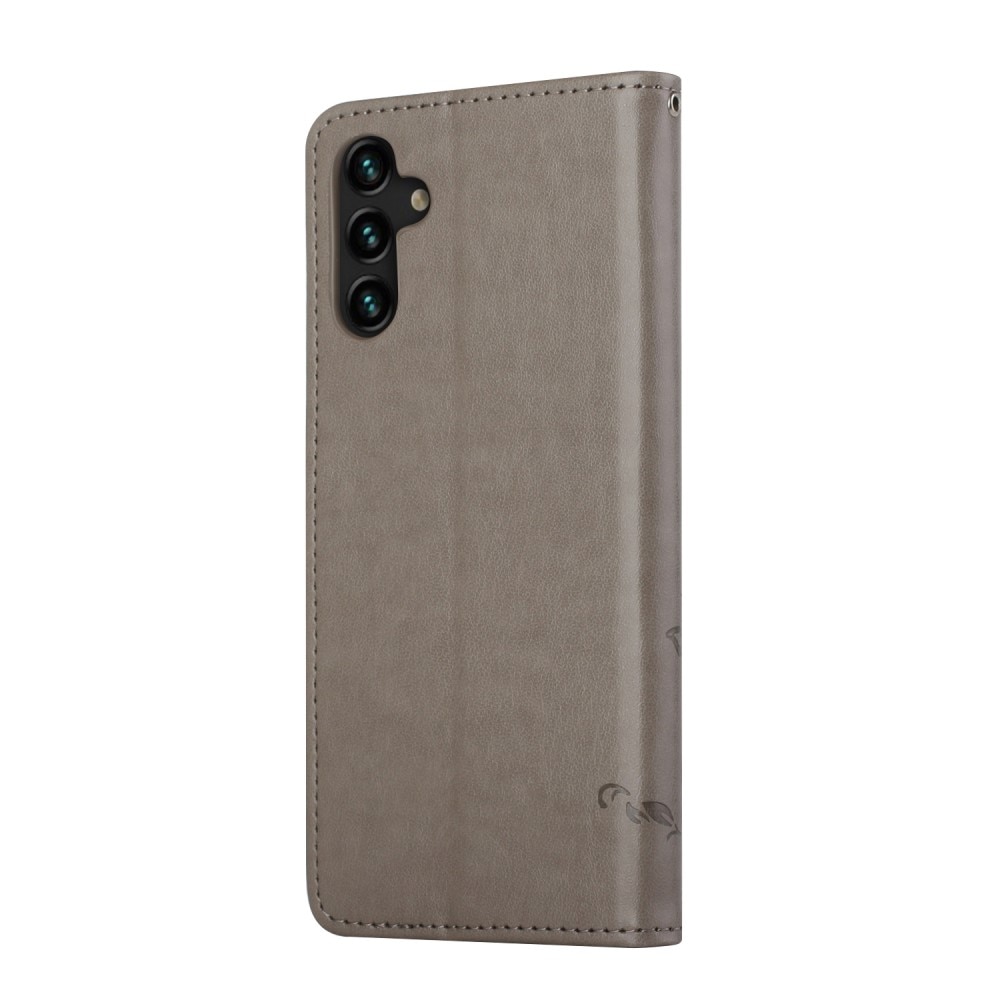 Custodia in pelle a farfalle per Samsung Galaxy A04s, Grigio
