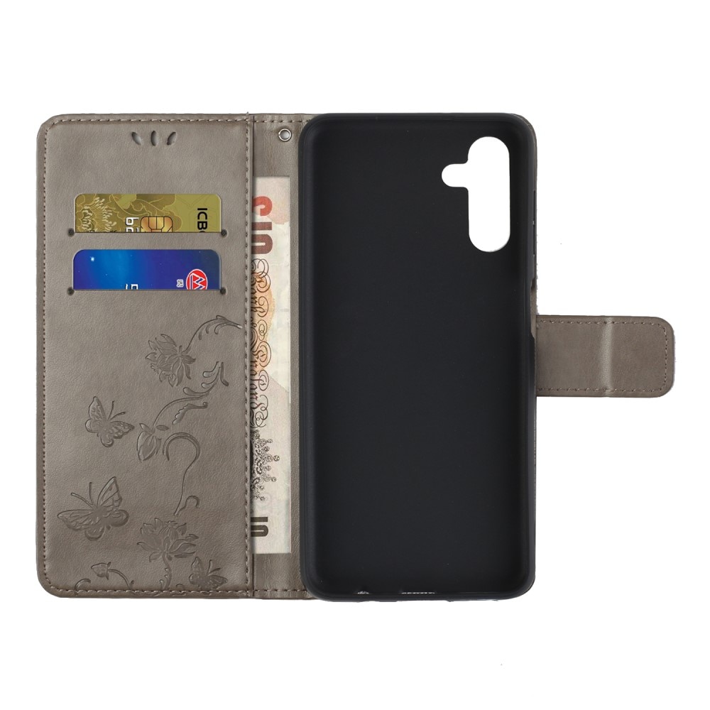 Custodia in pelle a farfalle per Samsung Galaxy A04s, Grigio