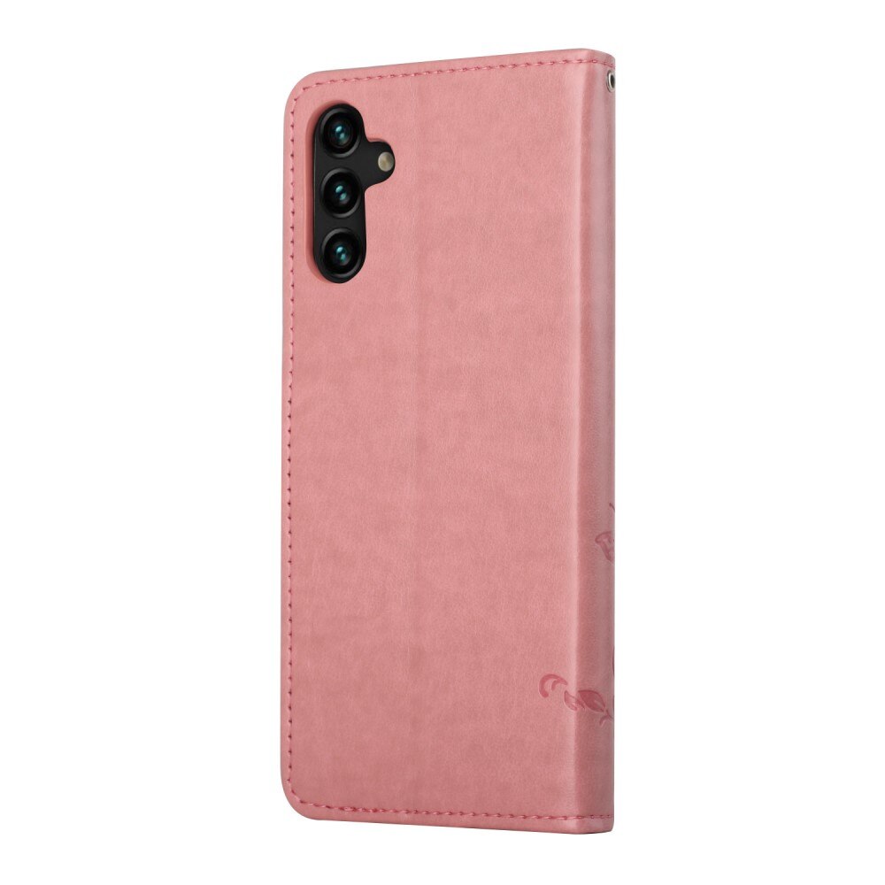 Custodia in pelle a farfalle per Samsung Galaxy A04s, rosa