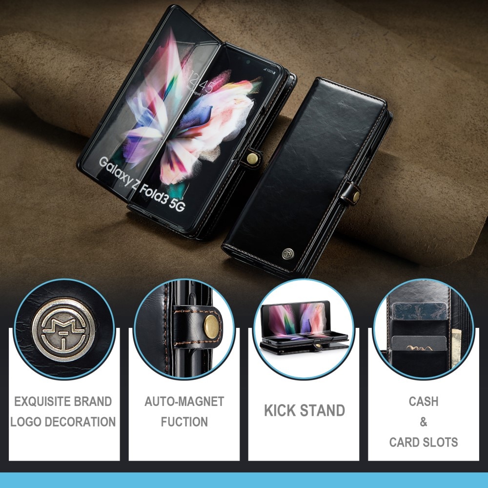 Custodia in pelle Samsung Galaxy Z Fold 3 Nero