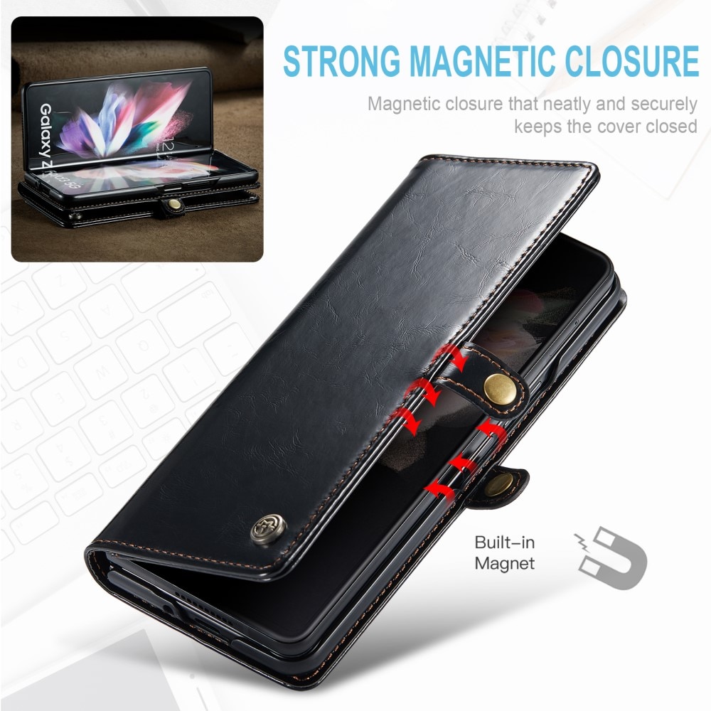 Custodia in pelle Samsung Galaxy Z Fold 3 Nero