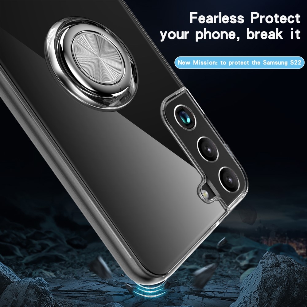 Cover Finger Ring Kickstand Samsung Galaxy S22 Trasparente