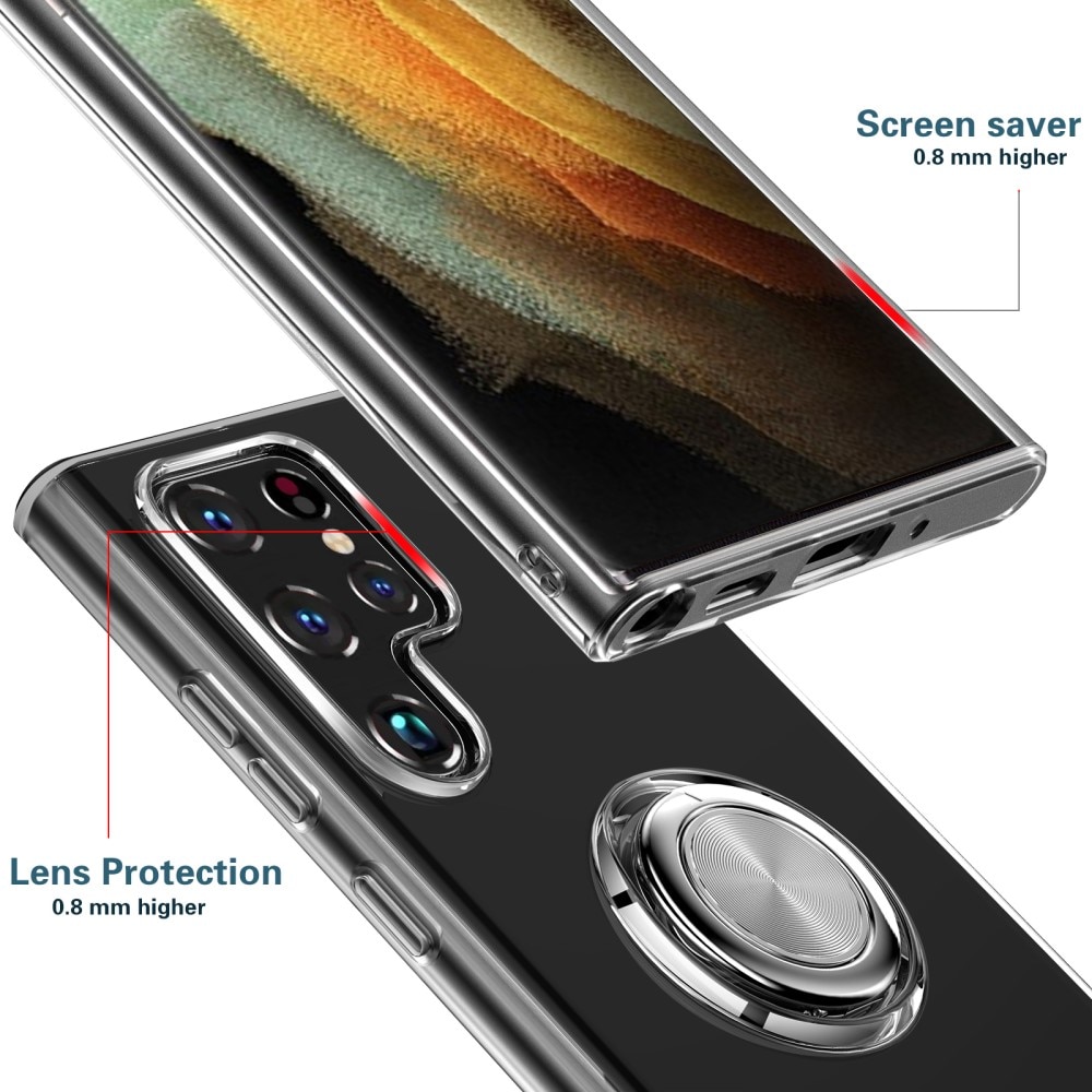 Cover Finger Ring Kickstand Samsung Galaxy S22 Ultra Trasparente