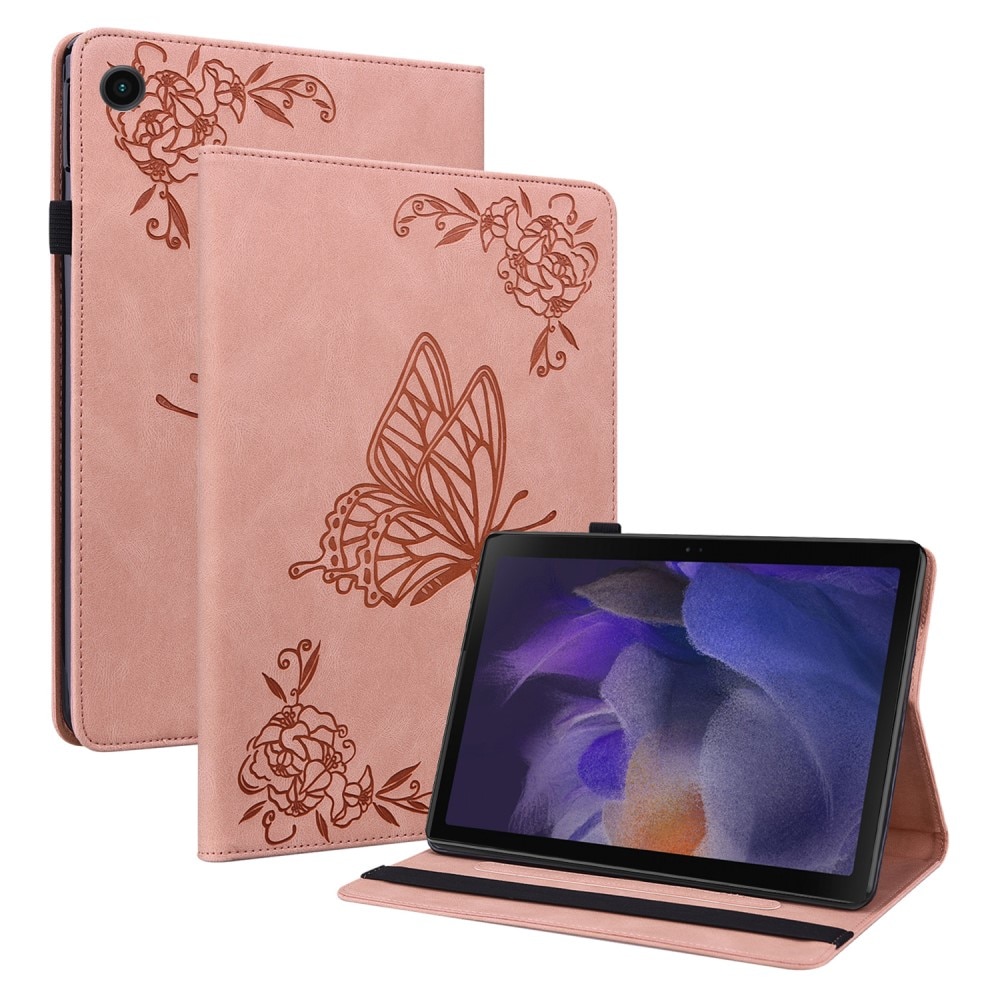 Custodia in pelle con farfalla Samsung Galaxy Tab A8 10.5 Rosa