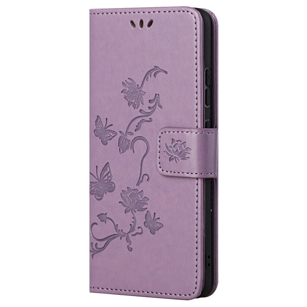 Custodia in pelle a farfalle per Samsung Galaxy A53, Viola