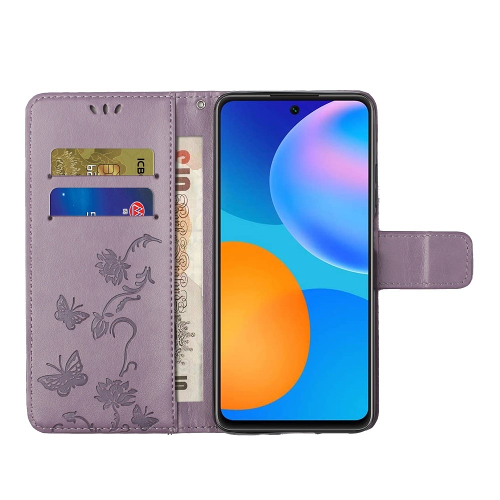 Custodia in pelle a farfalle per Samsung Galaxy A53, viola