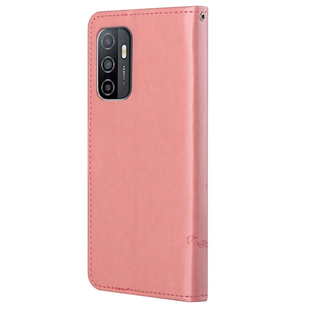 Custodia in pelle a farfalle per Samsung Galaxy A53, rosa