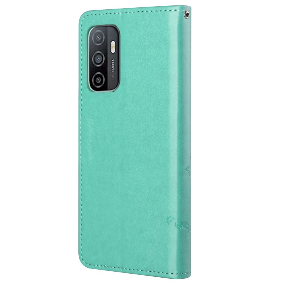 Custodia in pelle a farfalle per Samsung Galaxy A53, verde