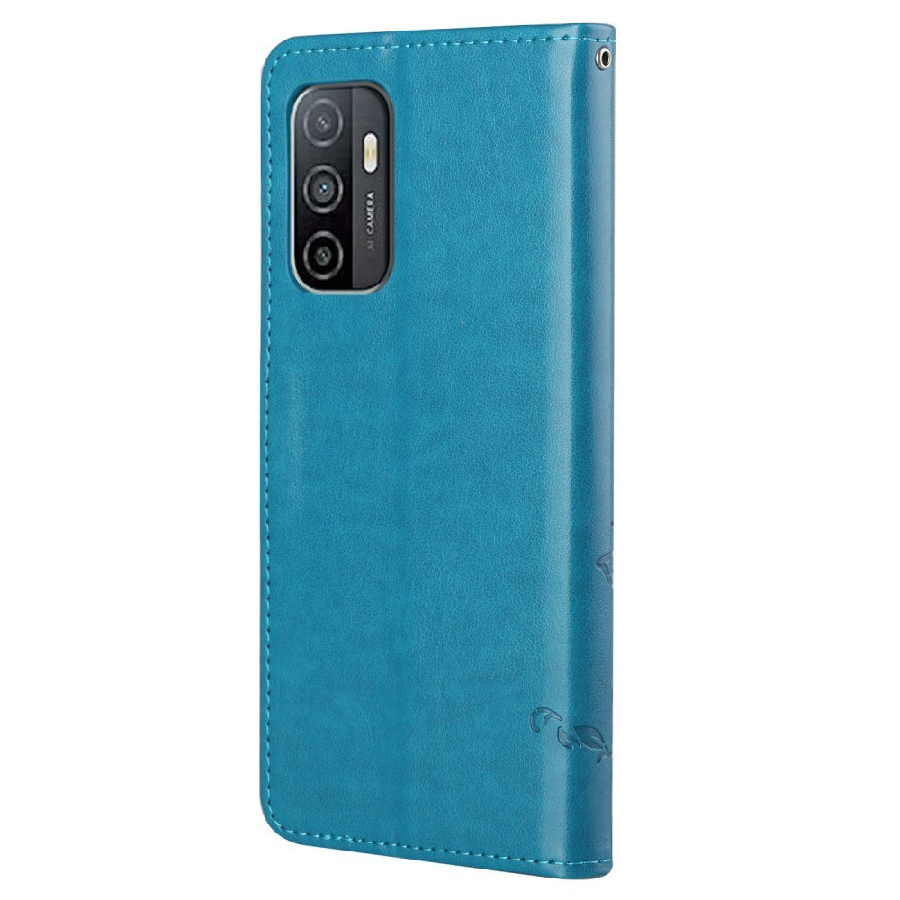 Custodia in pelle a farfalle per Samsung Galaxy A33, Blu