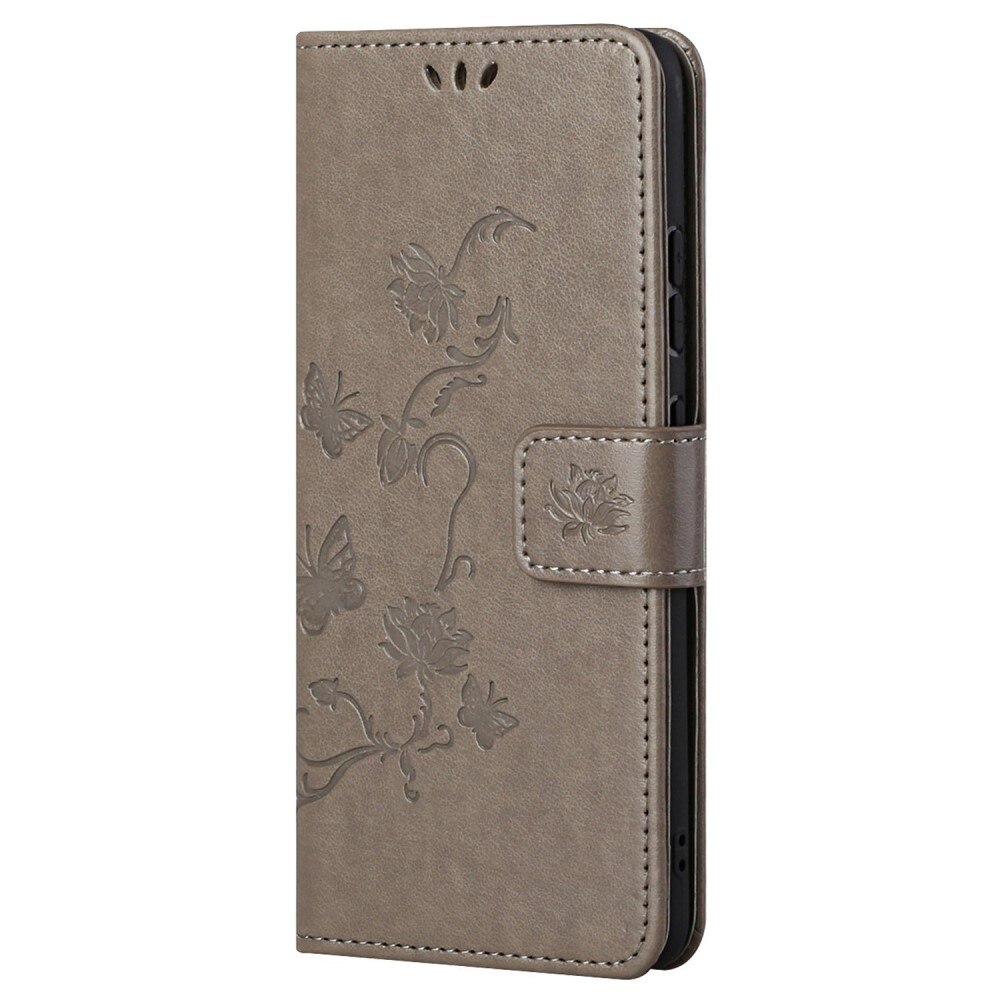 Custodia in pelle a farfalle per Samsung Galaxy A33, Grigio