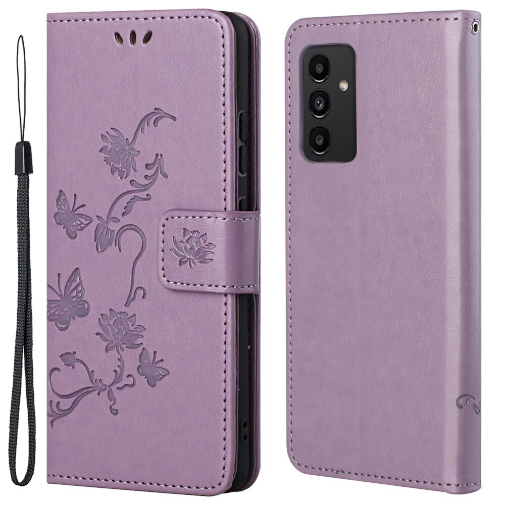 Custodia in pelle a farfalle per Samsung Galaxy A13, Viola