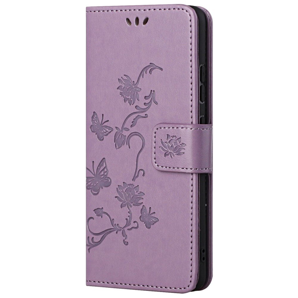 Custodia in pelle a farfalle per Samsung Galaxy A13, Viola