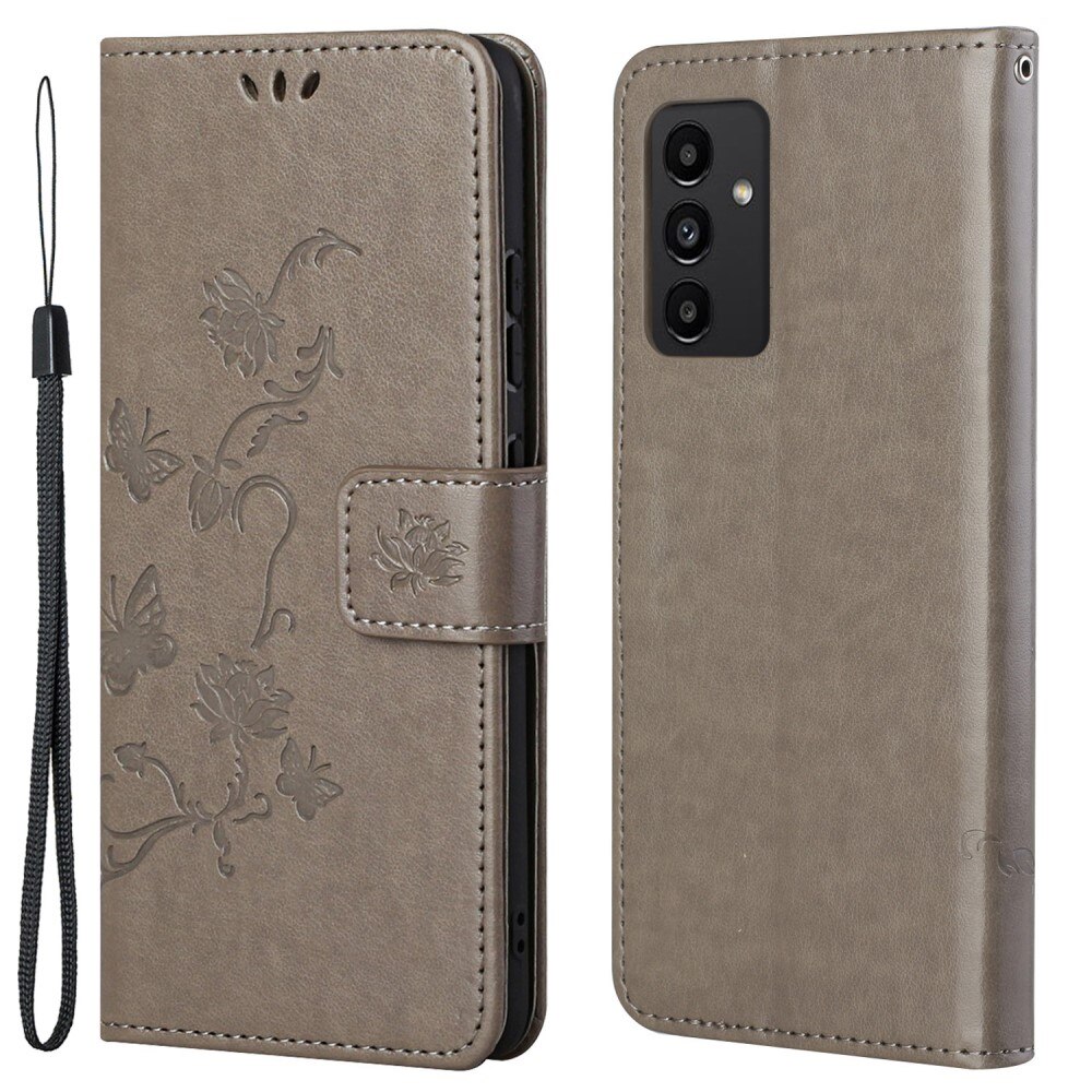 Custodia in pelle a farfalle per Samsung Galaxy A13, Grigio