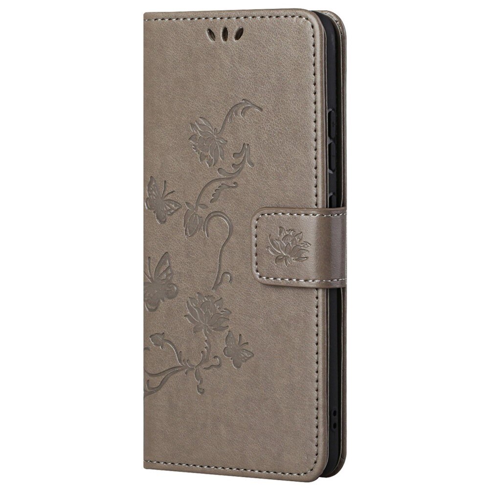 Custodia in pelle a farfalle per Samsung Galaxy A13, Grigio