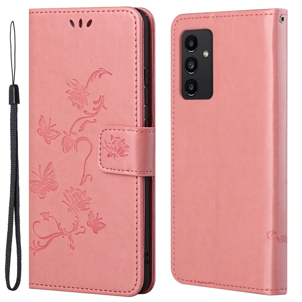 Custodia in pelle a farfalle per Samsung Galaxy A13, rosa