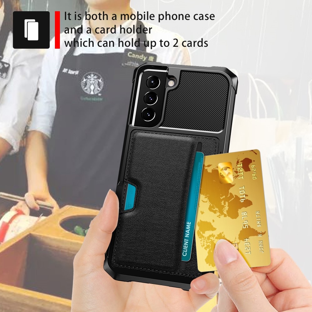 Cover Tough Card Case Samsung Galaxy S22 Plus Nero