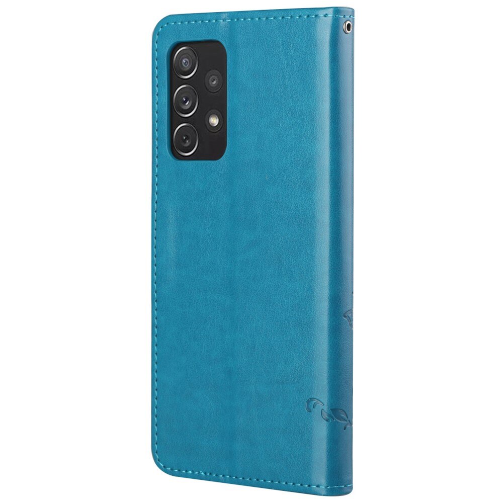 Custodia in pelle a farfalle per Samsung Galaxy A73 5G, Blu