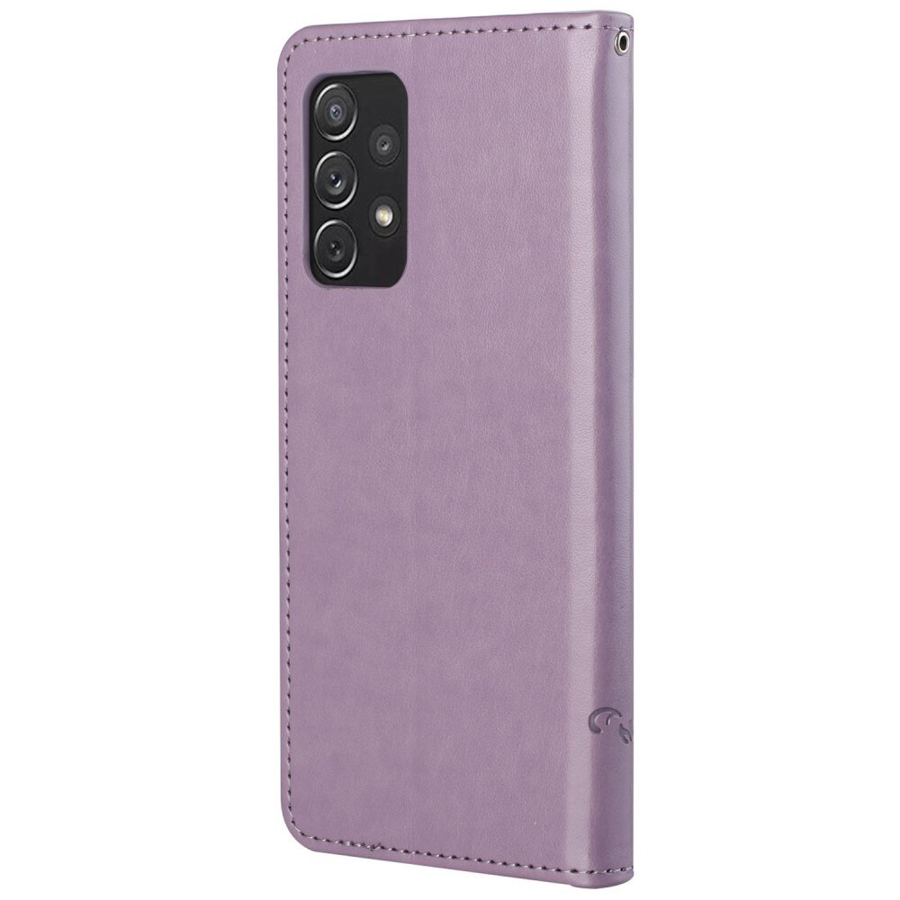 Custodia in pelle a farfalle per Samsung Galaxy A73 5G, viola