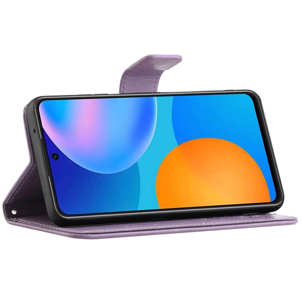 Custodia in pelle a farfalle per Samsung Galaxy A73 5G, Viola