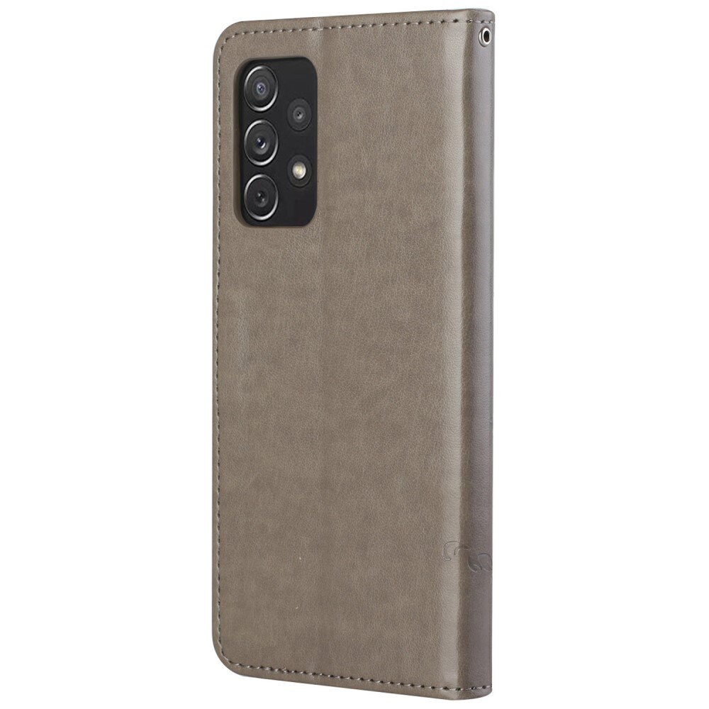 Custodia in pelle a farfalle per Samsung Galaxy A73 5G, Grigio
