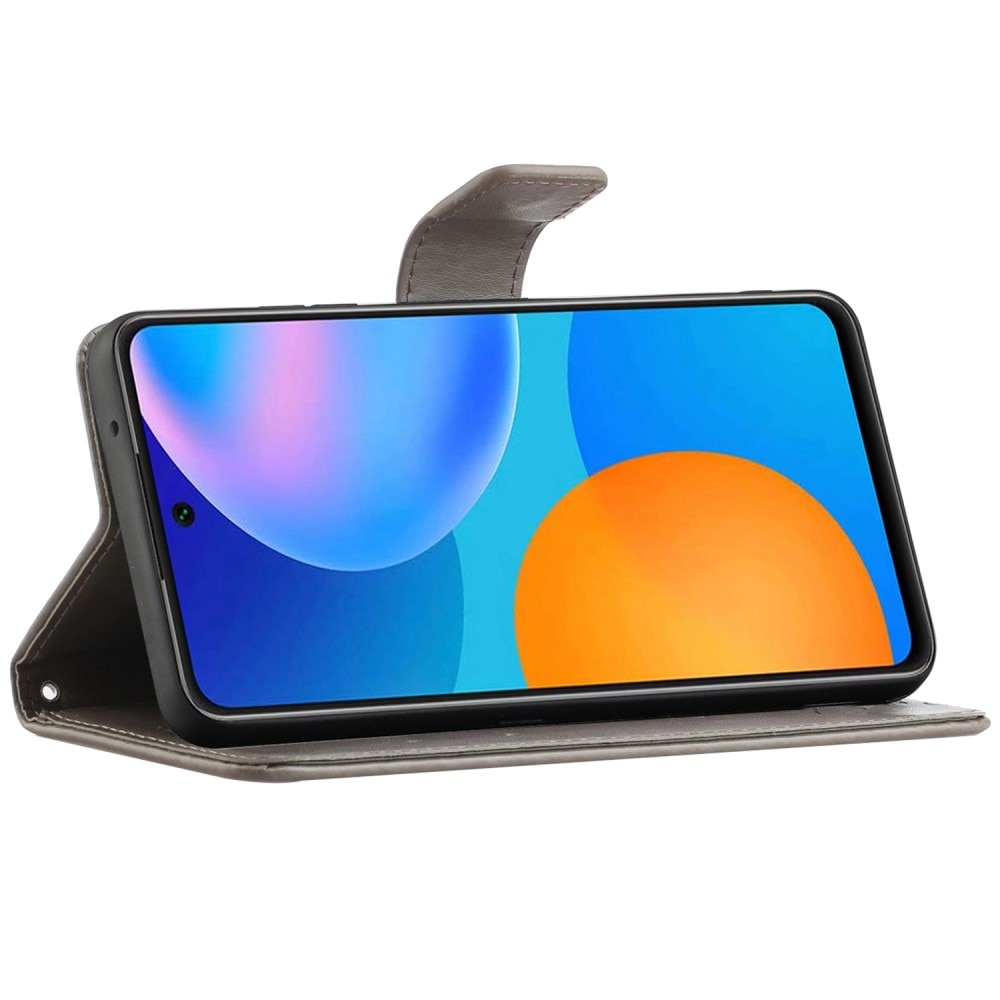 Custodia in pelle a farfalle per Samsung Galaxy A73 5G, Grigio