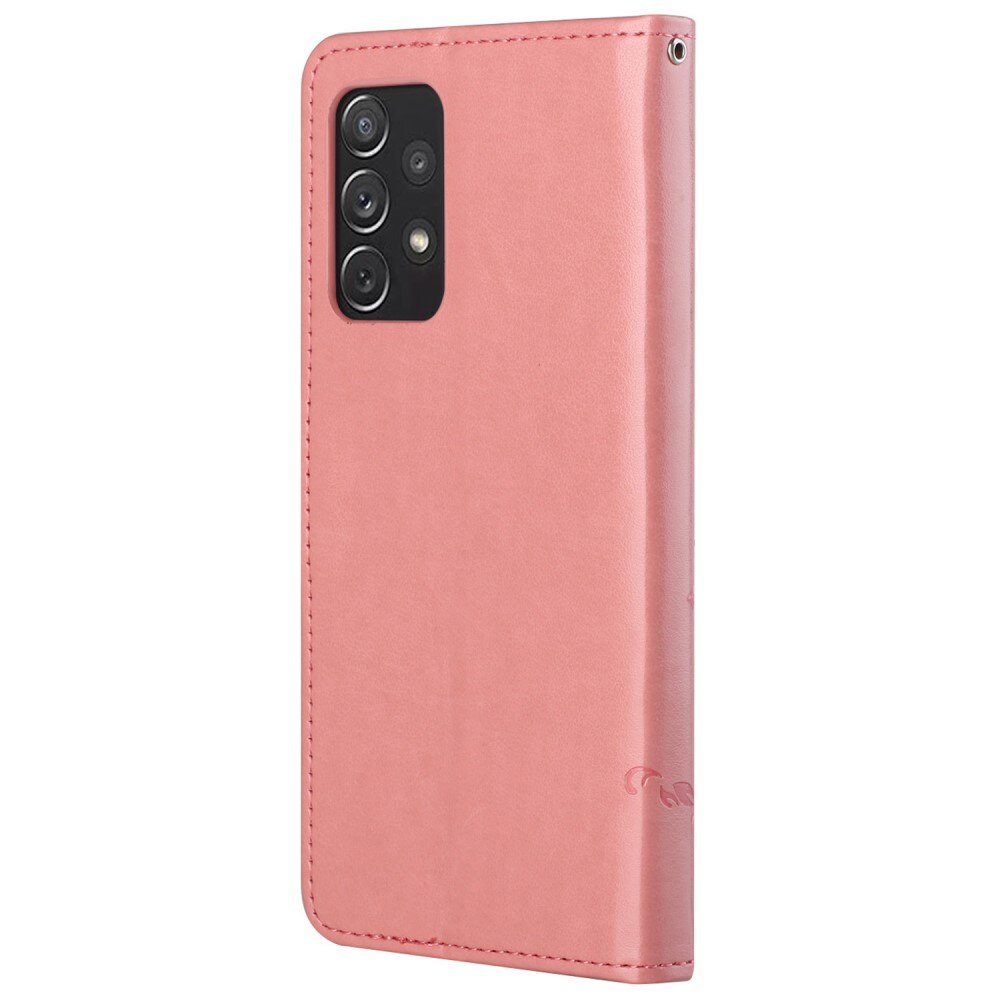 Custodia in pelle a farfalle per Samsung Galaxy A73 5G, rosa