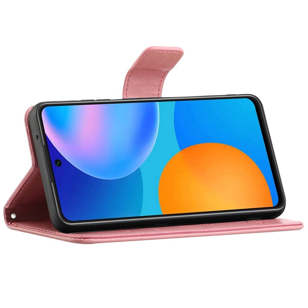 Custodia in pelle a farfalle per Samsung Galaxy A73 5G, rosa