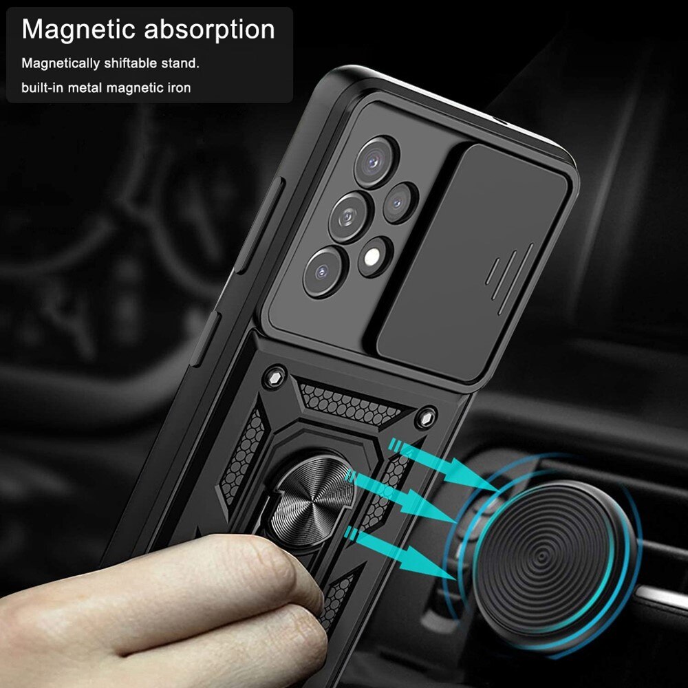 Cover ibride con anello e protezione fotocamera Samsung Galaxy A33 Nero
