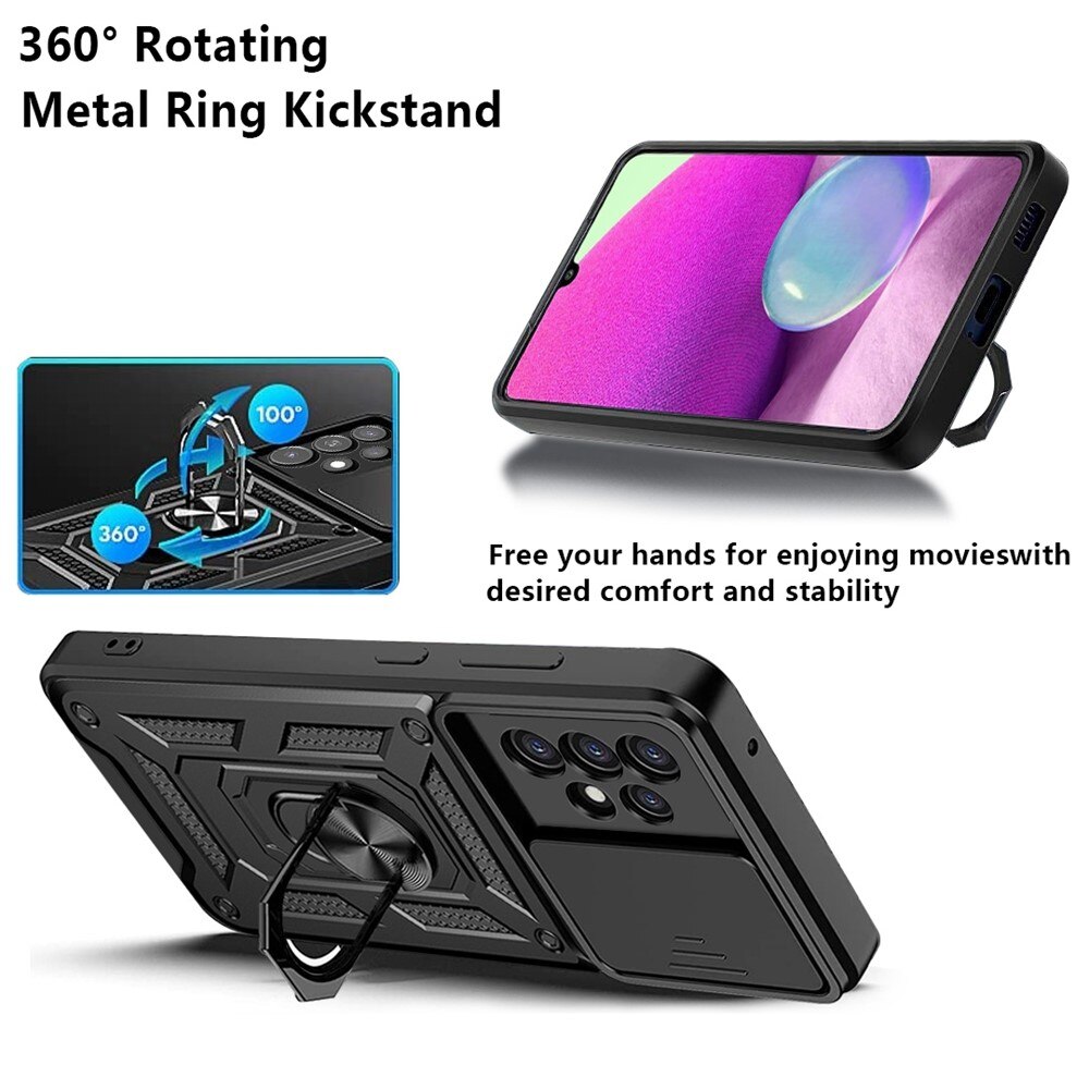 Cover ibride con anello e protezione fotocamera Samsung Galaxy A33 Nero