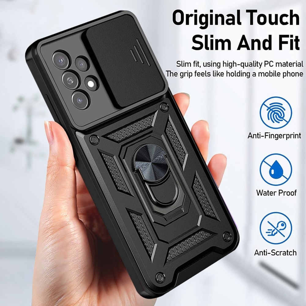 Cover ibride con anello e protezione fotocamera Samsung Galaxy A33 Nero