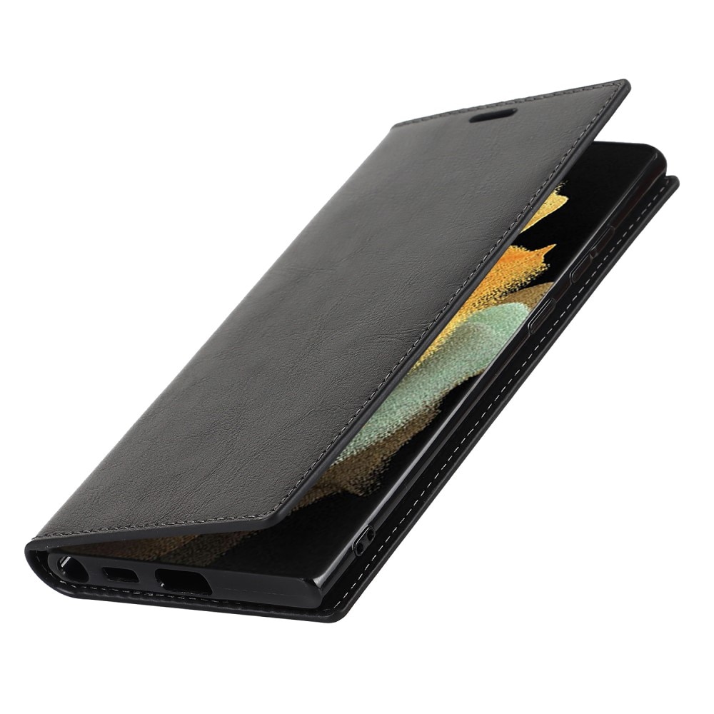 Cover Portafoglio in vera pelle Samsung Galaxy S22 Ultra nero