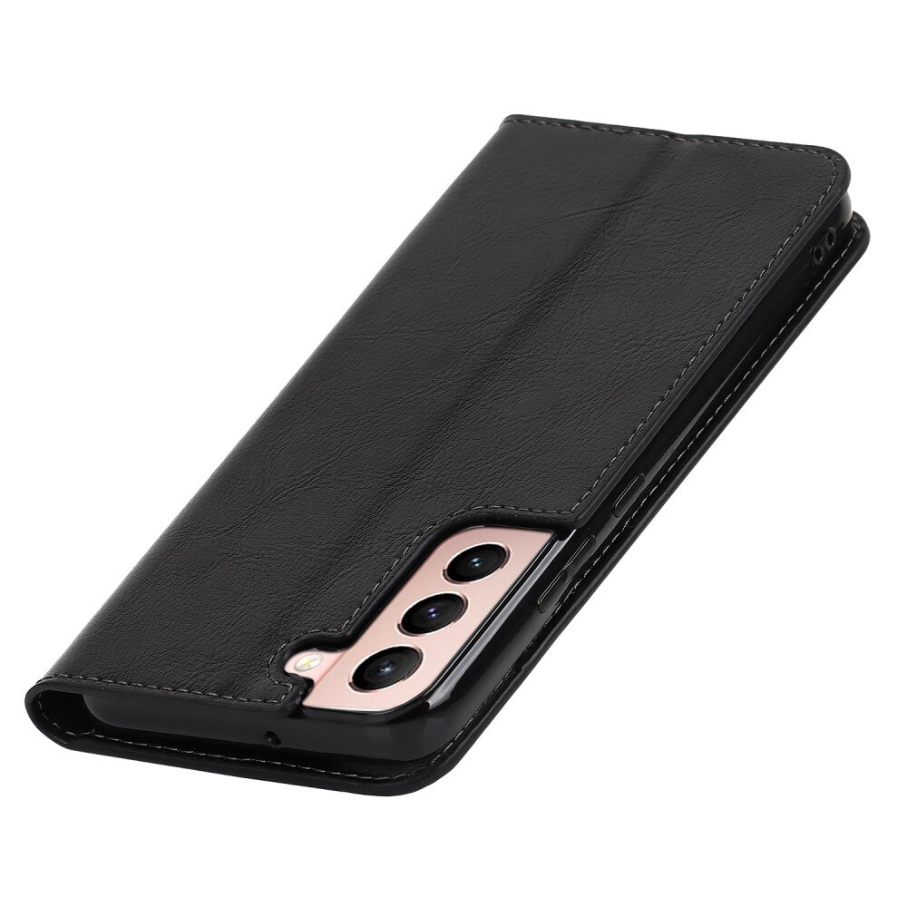 Cover Portafoglio in vera pelle Samsung Galaxy S22 nero