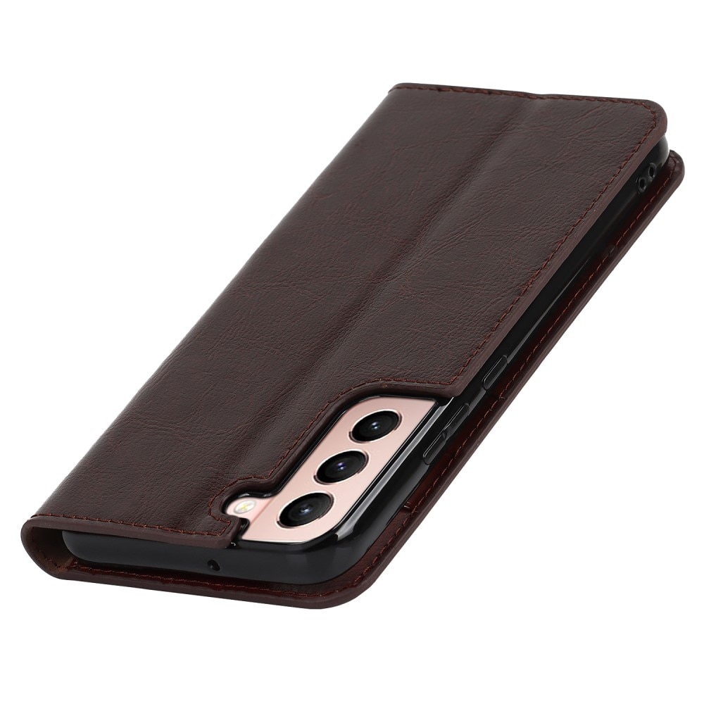 Cover Portafoglio in vera pelle Samsung Galaxy S22 marrone scuro