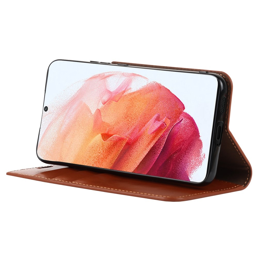 Cover Portafoglio in vera pelle Samsung Galaxy S22 marrone