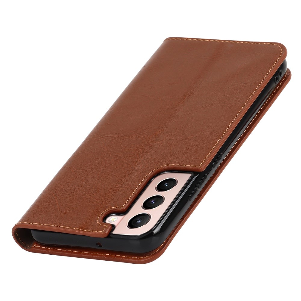 Cover Portafoglio in vera pelle Samsung Galaxy S22 marrone