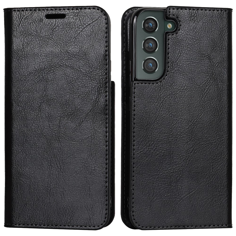 Cover Portafoglio in vera pelle Samsung Galaxy S22 Plus nero