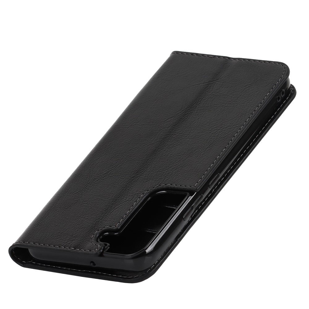 Cover Portafoglio in vera pelle Samsung Galaxy S22 Plus nero