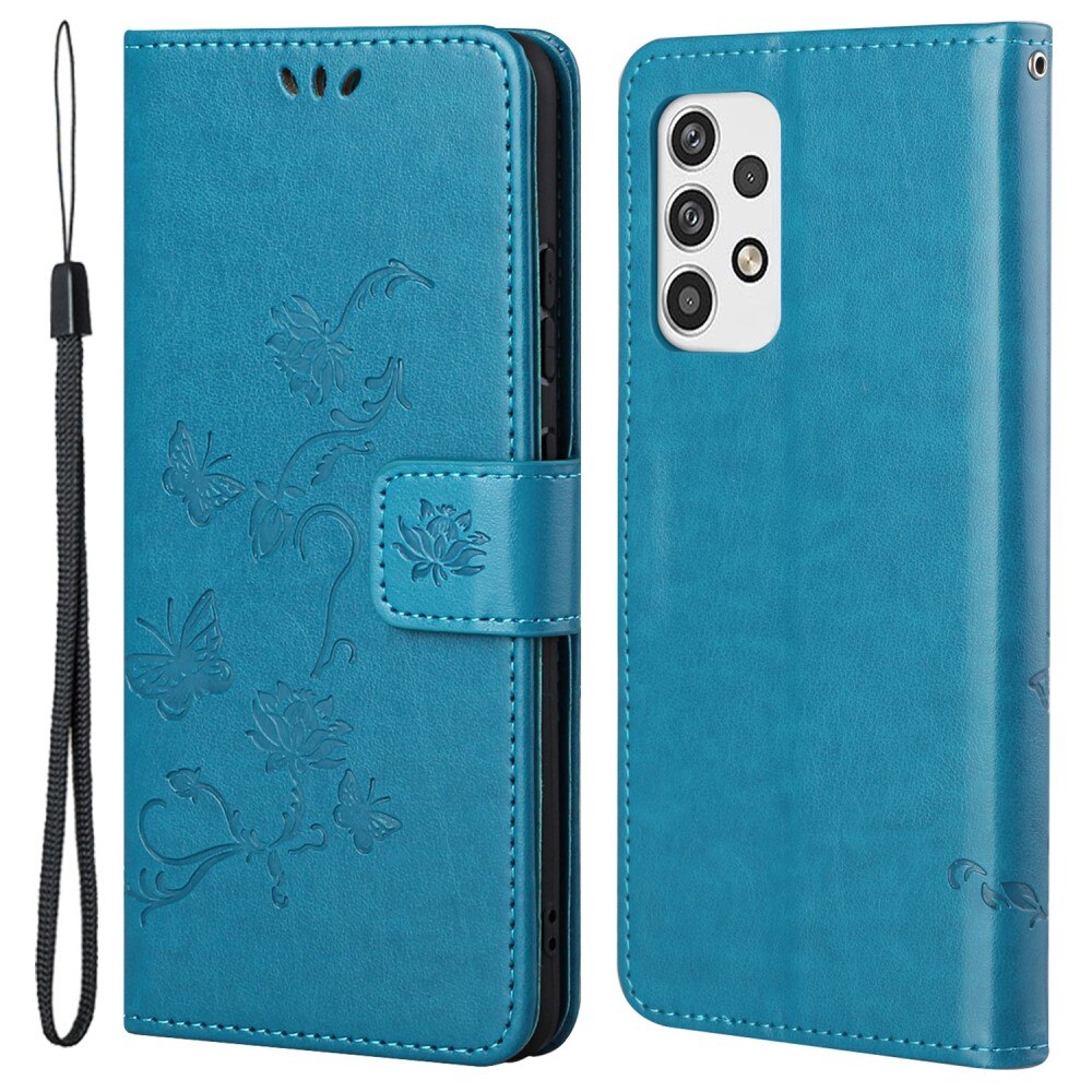 Custodia in pelle a farfalle per Samsung Galaxy A23, Blu