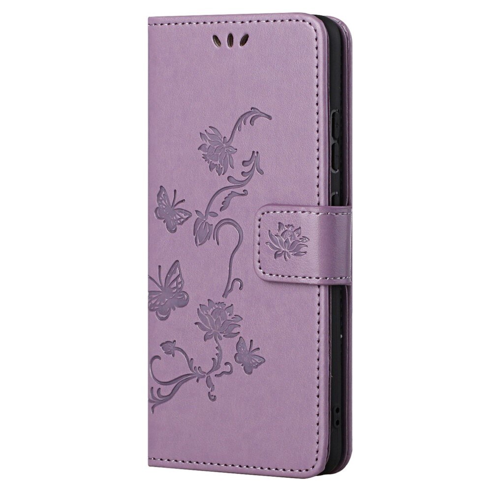 Custodia in pelle a farfalle per Samsung Galaxy A23, Viola