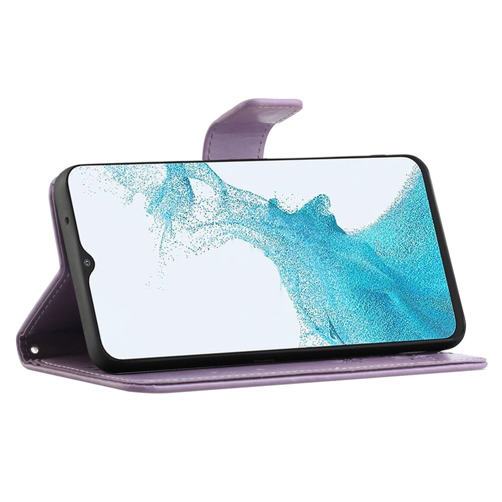 Custodia in pelle a farfalle per Samsung Galaxy A23, Viola