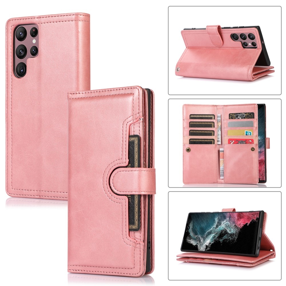 Multi-Slot Cover Portafoglio in pelle Samsung Galaxy S22 Ultra Rosa