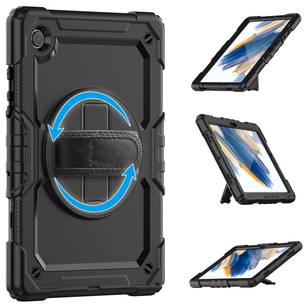 Full Protection Custodia ibrida antiurto con tracolla Samsung Galaxy Tab A8 10.5 Nero